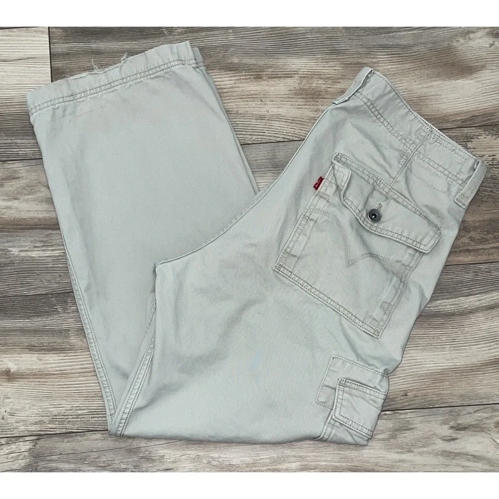 Levi's Cargo Pants Men's‎ 36X30 Ivory Loose Straight Fit Baggy Skater Y2K Cotton